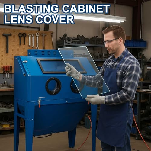 Tellegloww 12\" x 24\" Sandblasting Cabinet Tempered Glass Lens, 4 Pcs 23\" x 11\" Lens Cover Polyester Film Sandblast Cabinet Inner Protector Sand Blast Film for Blaster Replacement - Thumbnail 4