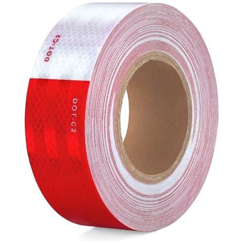 UIOCSSC DOT-C2 Reflective Tape 2 Inch x 160 Feet Red White Conspicuity Safety Reflective Tape Outdoor Waterproof for Vehicles Trailers Boats Signs Cover