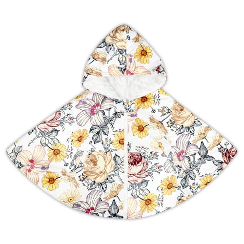 HNHUAMING Car Seat Poncho For Boys Girls Outwear Ultra Comfortable Toddler Hooded Poncho Cloak Kids Capes Poncho Coat Daisy Floral