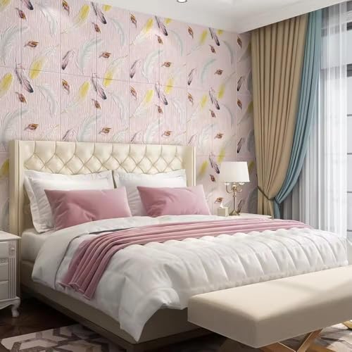 Image of CVD 3D PE Foam Self-Adhesive Wall Stickers | Pink Print Wallpaper for Home, Hotel, Living Room, Bedroom & Cafe | DIY Decorative Panel (70 x 70 cm, Approx. 5.8 Sq. Feet, 1 Piece)