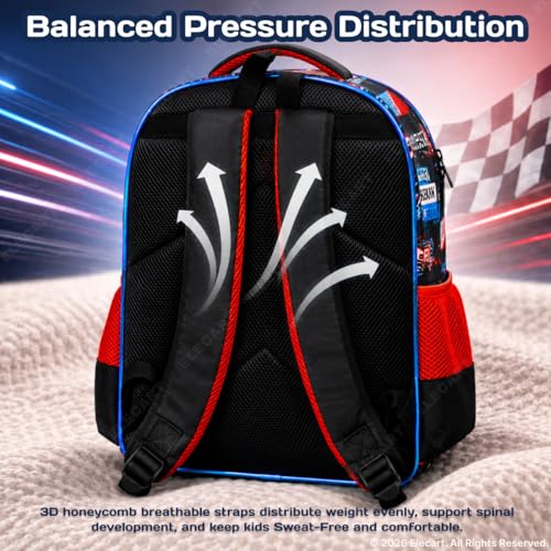 Image of School Bag Combo Set for Girls - 5 in 1 Back to School Hamper with Backpack, Lunch Bag, Tiffin Box, Water Bottle & Pencil Pouch - Complete School Essentials Gift Set for Kids (Race)