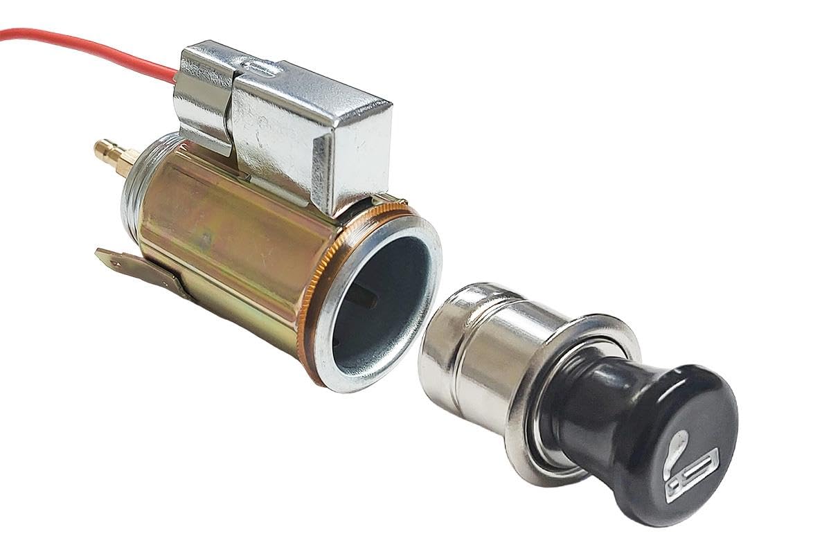 Accendisigari Presa 12V Retrò Universale Per Auto D'epoca E Van, Stile Classico Con Base E Cablaggio, Diametro Foro 28-29mm - 3