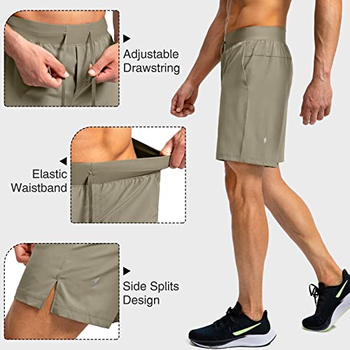 Image of Men's Running Shorts with Zipper Pockets 7 Inch Lightweight Quick Dry Gym Workout Athletic Shorts for Men