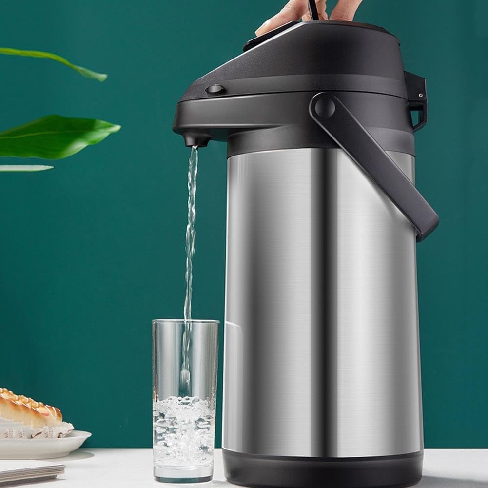 Distributeur de café Airpot en acier inoxydable avec pompe, carafe isotherme de 1,9 L pour boissons chaudes et froides, bouteille sous vide à double paroi avec brosse de nettoyage (1,6 litres)