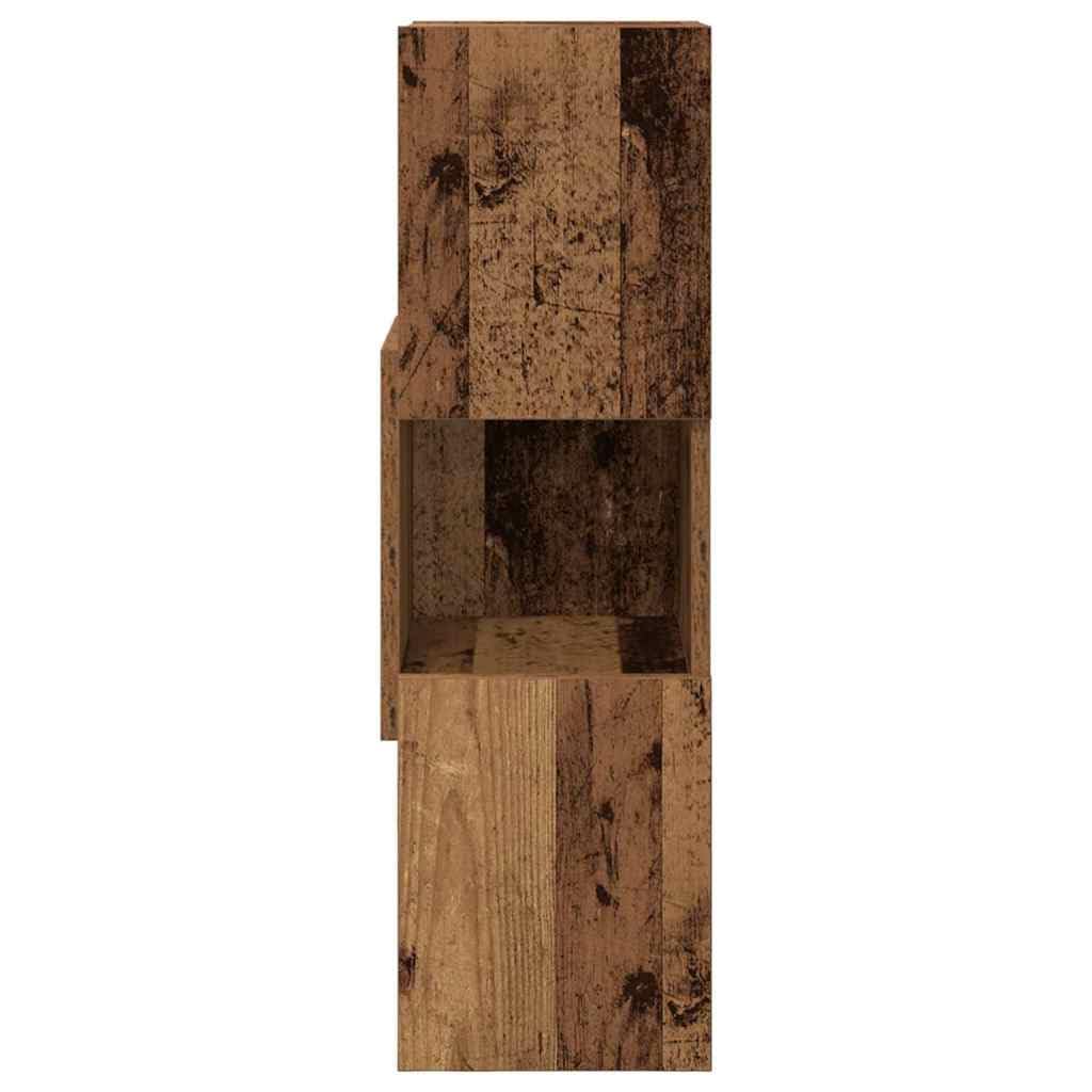 Armadio angolare in legno anticato, 25,5 x 25 x 80 cm, scaffale