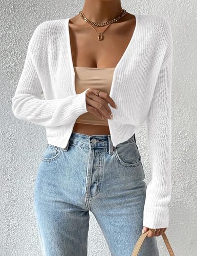 Cropped Cardigan Sweaters Open Front Long Sleeve Cardigans Lightweight Fall Bolero Shrugs4