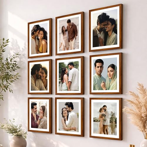 Image of Art Street Premium Photo Frame for Wall & living room, Classic Aesthetic Design Photo Frames for Photograph, Art Work, Kids Room Set of 9 (8x10 Inch, Brown)