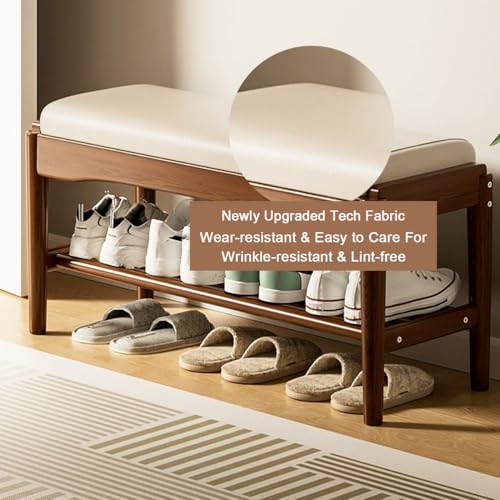 Banc à chaussures en bois massif élégant et robuste pour entrée chic - 5