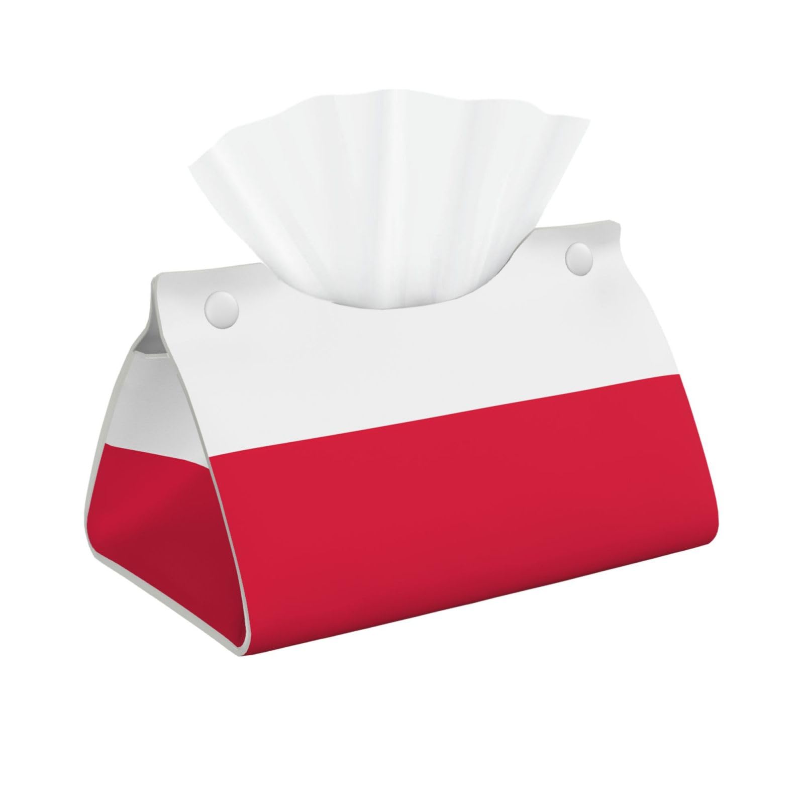 Polish flag Long Leather Tissue Box Cover-Waterproof PU Leather Tissue Holder for Bathroom, Decorative Rectangular Tissue Case