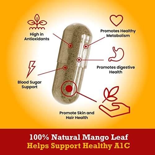 The Original Mango Leaf Vegetarian Capsules (Mango Leaf Powder Capsules) - Digestive Health Support - Natural Supplement - Costus Igneus Alternative - 400Mg Capsules - 120 Capsule Bottle - Made In Usa #TOP2