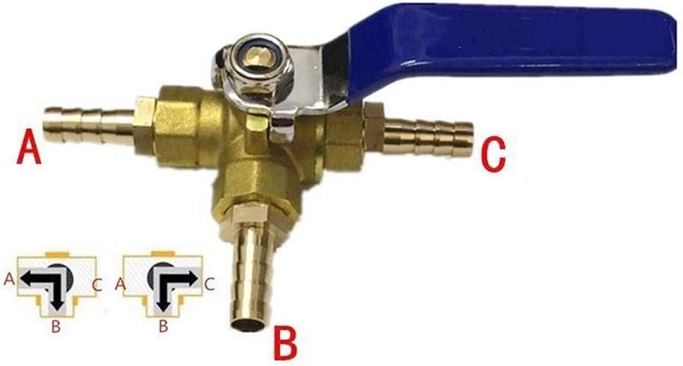 lever ball valves,ball valve,1pcs L-Port 3 Way Ball Valve,4/6/8/10/12/14/16mm Hose Barb Three Way Brass Valve,Connector Adapter for Water Oil Air Gas (Size:8mm Barb) (Size : 16mm Barb) (S ( Color : Pa