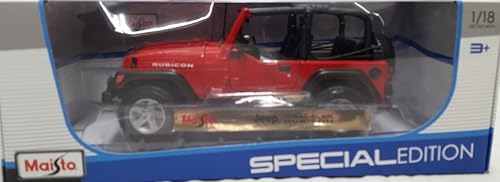 Miniatura 3 de Maisto 2004 Jeep Wrangler Rubicon 1:18 Diecast Model Car, Rojo