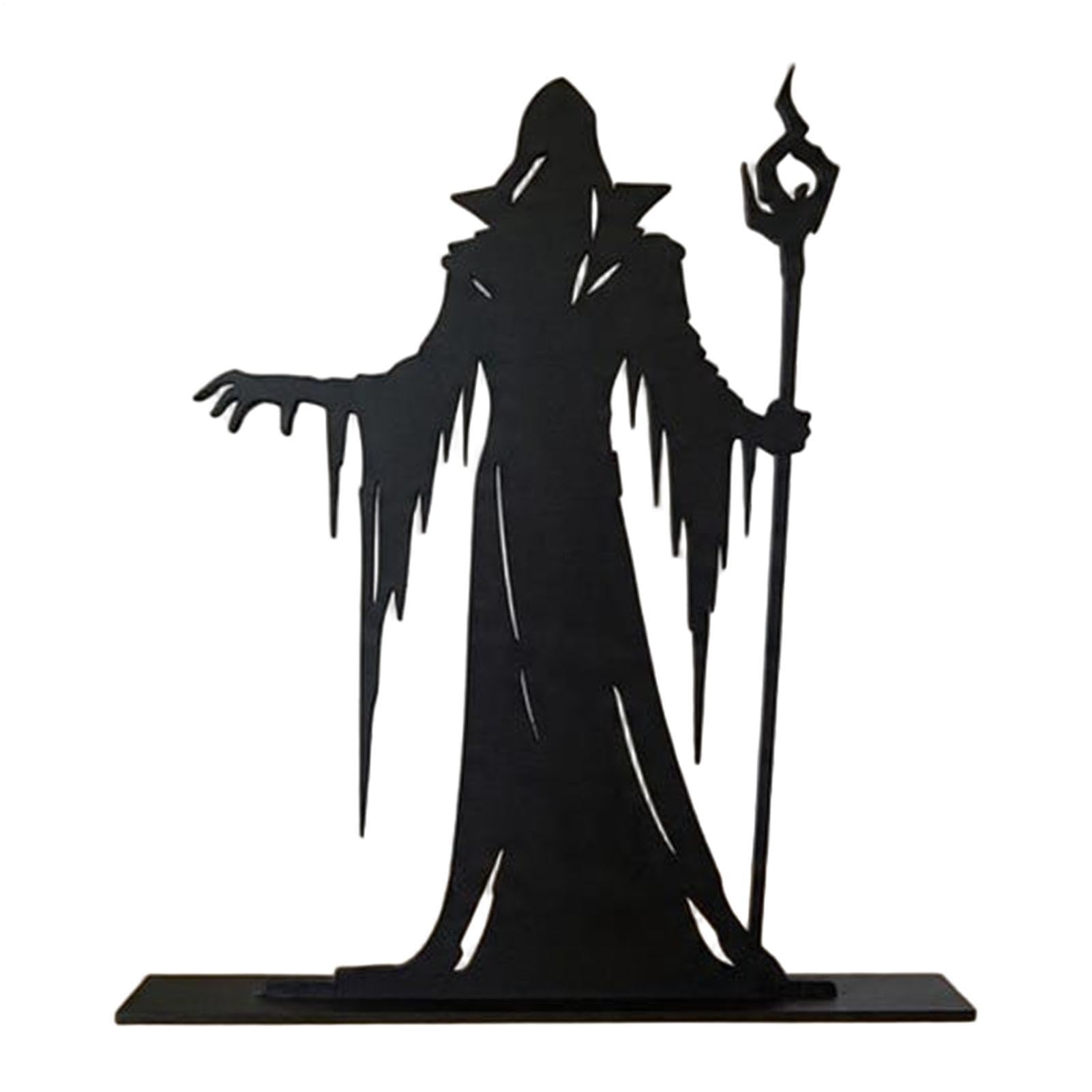 Générique Halloween-Dekoration aus Holz, Gothic-Silhouette, schwarz | Halloween-Platten für Holztisch für Wohnzimmer, Schlafzimmer, Regal, Eingangsbereich, Möbel und Fensterbank
