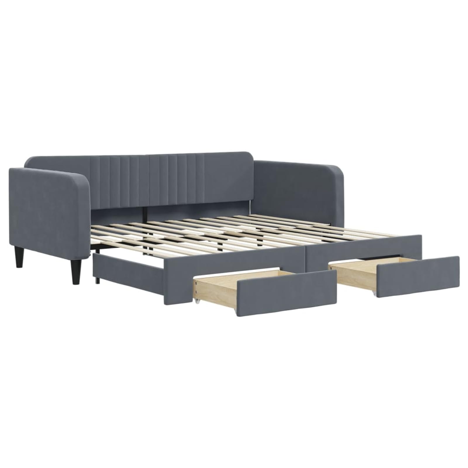 ATOMSTACK MAKER Divano letto pieghevole 2 in 1 con 2 cassetti portaoggetti, rivestito in velluto grigio scuro, 223 x 110 x 75 cm, ideale per gli ospiti, materassi non inclusi