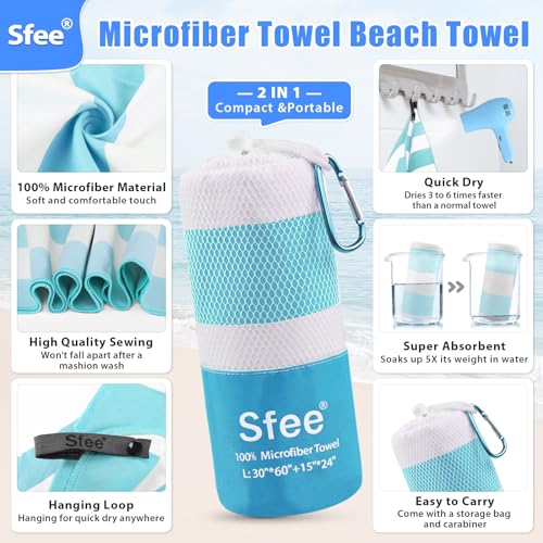 2 in 1 Microfiber Oversized Beach Towel, Quick Dry Towel Travel Towel Camping Towel Super Absorbent Compact Lightweight Sports Gym Towels for Beach,Gym, Hiking, Pool, Backpacking, Bath, Yoga - Image 5