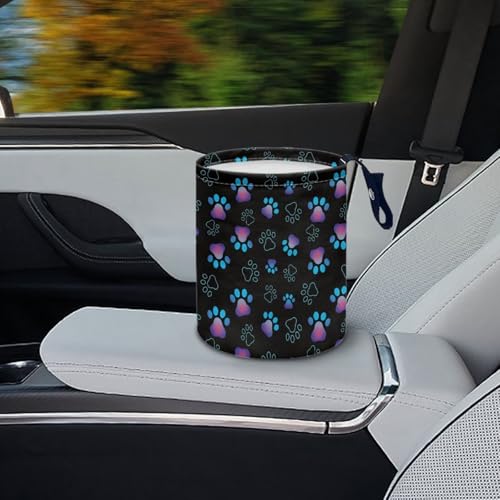 Image of Dog Paw Car Trash Can, Car Trash Bag, Hanging Car Organizer and Storage Bag, Trash Bin Collapsible Universal Fit for Car Accessories, Vehicle, Travelling, Camping Trash Container