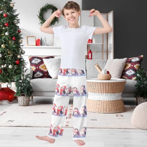 Boy's Pants Four Cute Penguin Scarf Jogger Pants Elastic Waist Long Bottoms Trousers with Pockets 6-14 Years2