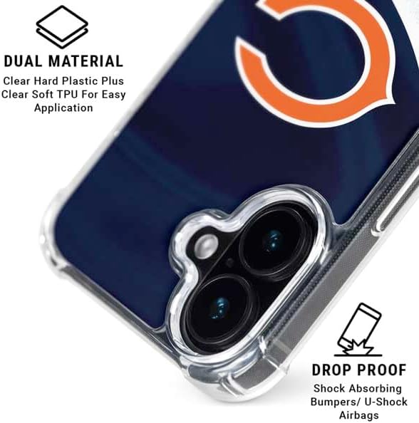 Skinit Clear Phone Case Compatible with iPhone 17 - Officially Licensed NFL Chicago Bears Design