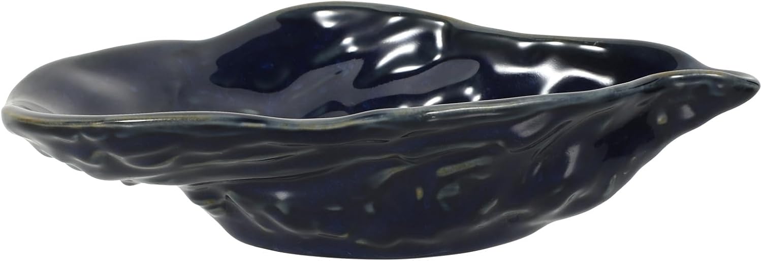 Ceramic Oyster Shell Small Plate 7.5" Blue Tone Snack Serving Dish Food Display Tray for Household and Wedding Fruit Presentation