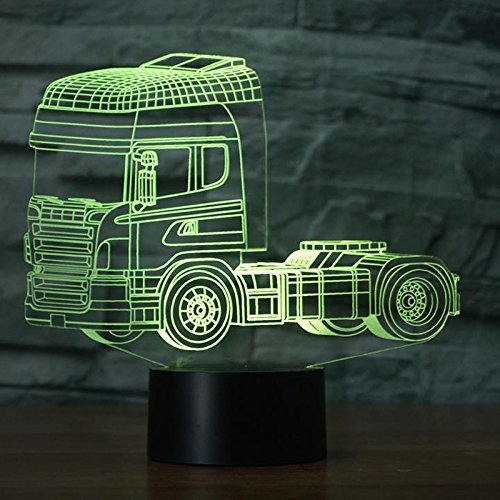 Lampada 3D Camion Truck IV. Luce Notturna Tattile Camion Truck, Illusione 3D Led, Idea Regalo di Natale per Ragazzi e Ragazze Lampada da Comodino per Bambini o Adulti TOP