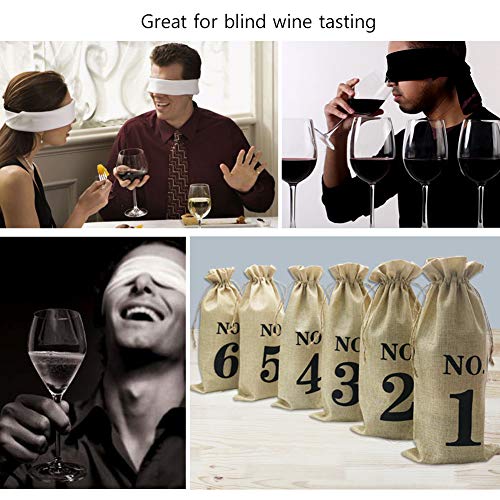 Shintop 10Pcs Jute Wine Bags, 14 X 6 1/4 Inches Hessian Numbered Wine Bottle Gift Bags With Drawstring For Blind Wine Tasting (Brown) #TOP7