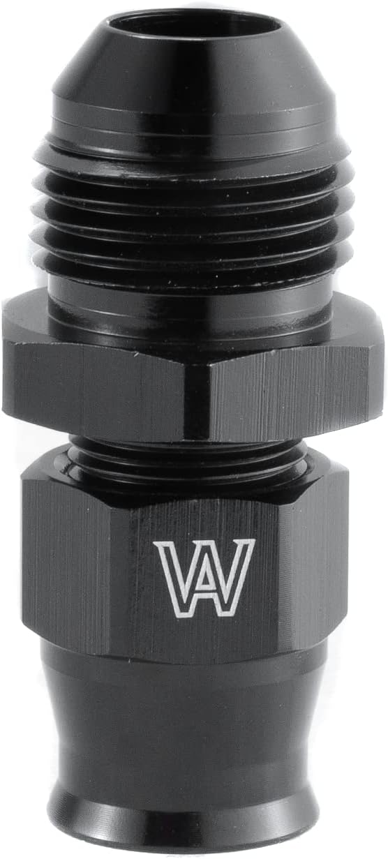 8AN Male to 3/8" Hardline Fuel Tube Adapter Fitting with Brass Ferrule Compression Aluminum Black