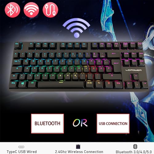 LC-POWER Clavier de Jeu Mécanique Clavier Gamer avec Layout TKL et éclairage RGB, LC-KEY-MECH-2-RGB-C-W – Image 3