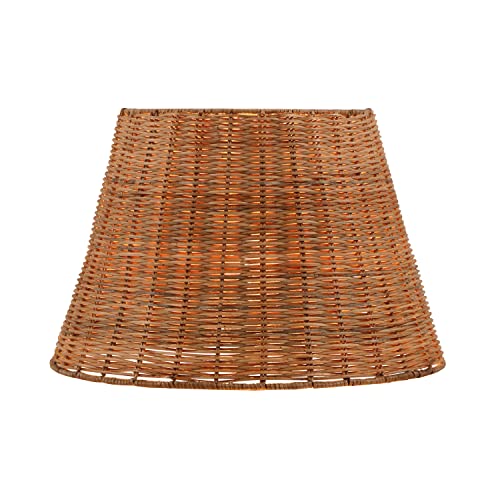 Image of Aspen Creative 32989, Empire Natural Rattan Spider Shade, 9 inch Top x 14 inch Bottom x 9-1 /2 inch Slant