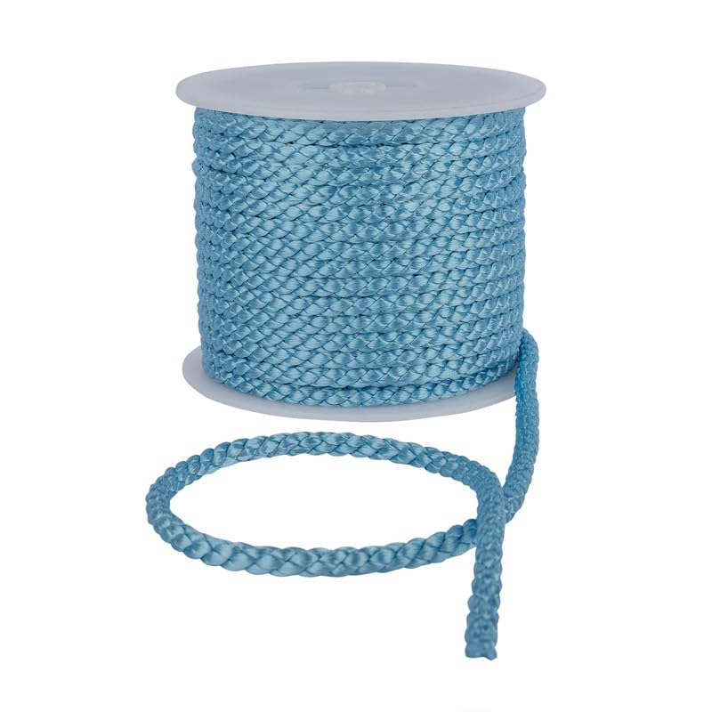 Crepe Cord - 6mm Cotton Rope, Strong Macrame Cord for DIY Craft Projects, Piping Cord for Cushions, Nylon Drawstring Cord, Durable & Multi-Purpose Cotton Nylon Strong String (Pale Blue, 1)