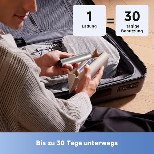 MOVA Fresh Pro 3DClean™ Elektrische Zahnbürste mit App, Schallzahnbürste für Erwachsene, 2 Bürstenköpfe und Reiseetui, 3-in-1-Ersatzbürstenkopf mit Halter, 30 Tage Akkulaufzeit, Silber – Bild 7