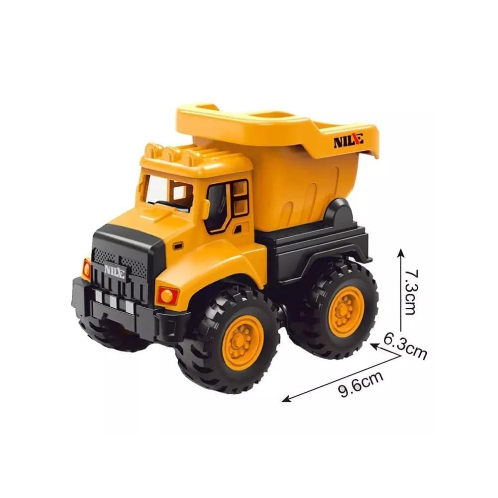 DUWOL Combo Pack Mixer, Crane, Excavator and Dumper Friction-Powered Unbreakable Pull-Along Back Construction Vehicle Trucks Toy Ideal for Playing Kid's and Children's 1