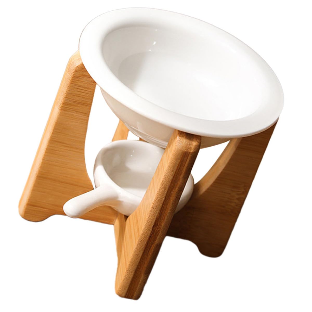 TOYANDONA Quemador de Aceites Esenciales Soporte de Bambú de Cerámica Fácil de Usar y Resistente Adecuado para Aromaterapia en Hotel o Dormitorio