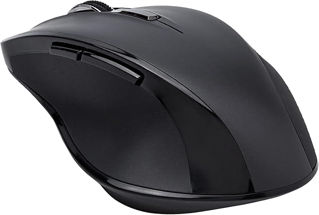 Amazon Basics 6-Button Ergonomic 2.4GHz Wireless Mouse with Mechanical Fast Scrolling  Black