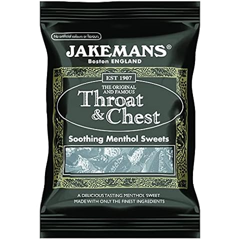 Jakemans Throat and Chest Flavour 100g Bags - Pack of 10 - Soothing menthol sweets - Suitable for vegetarians Cover