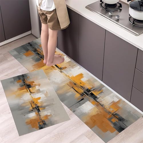 Tapis de cuisine antidérapant lot de 2 fini les glissades ambre 40x120 - 4