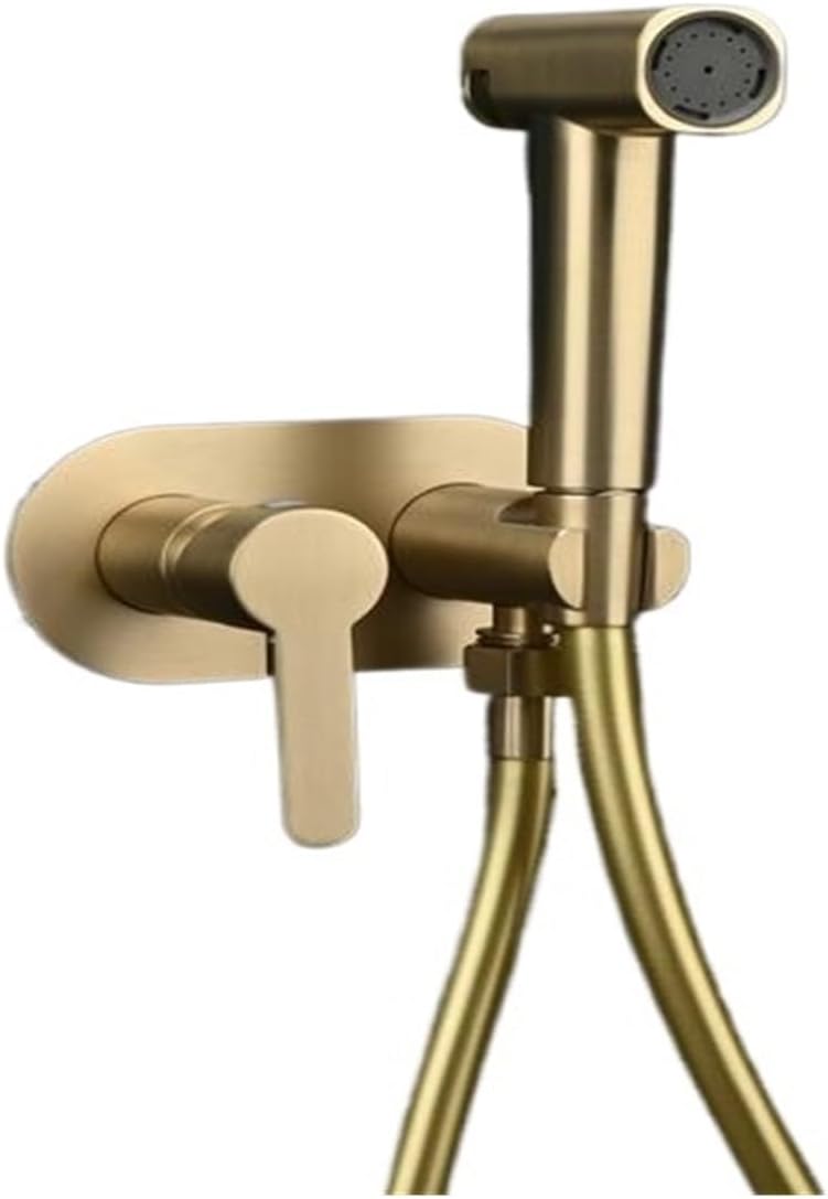 Brushed Rose Gold Concealed Bidet Sprayer Brass Handle Valve Hot Cold Mixer 2 Functions Water Flow Hose Brushed Gold Grey(B1ack)