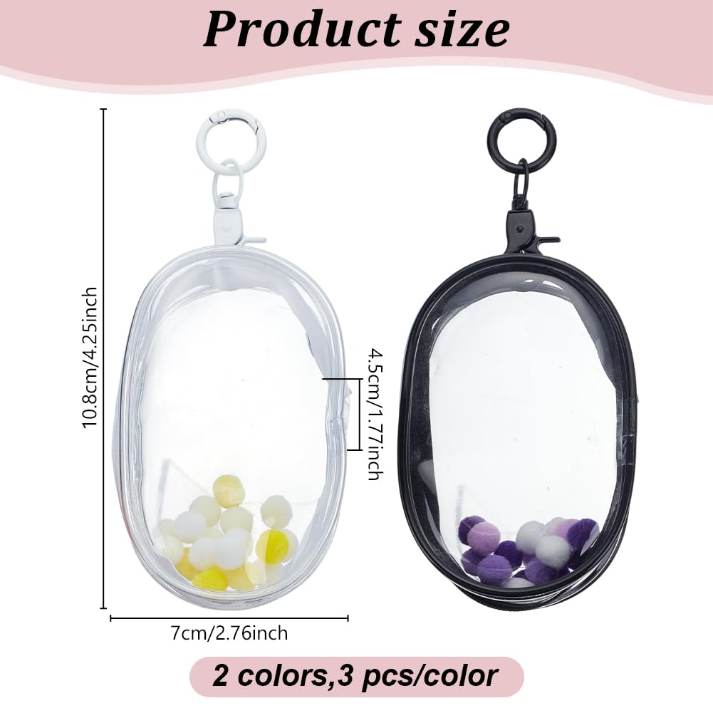 Borse Espositive Per Bambole In PVC - 2 Pezzi Con Pompon E Portachiavi, Impermeabili, 19,5x10,5 Cm (Bianco E Nero)