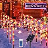 Sunshin 12 Packs Candy Cane Light Pathway, Outdoor Christmas Decorations 22’’ Solar Candy Cane Light Christmas Decorations Outside Solar Christmas Light Waterproof with 8 Modes for Garden Patio Yard