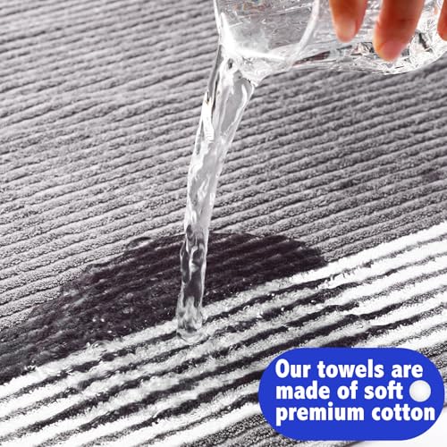 Buryeah Golf Towel 22 x 44 Inch Cotton Golf Caddy Towel Camping Large for Caddies Golfers Tour Players Club with Stripe(Blue,Gray,2 Pcs) - Thumbnail 4