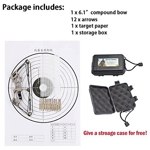 Zshjgjr 6"/7.4"/7.9"/8.6" Mini Compound Bow And Arrows Set For Target Shooting Hunting Games Pocket Bow Survival Bow Archery Gift (6" Bow-12 Arrows) #TOP4