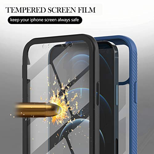 Coque de téléphone résistante aux chocs iPhone 12 Pro coque arrière transparente robuste bleu - 5