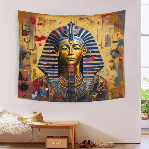 Tapisserie Effet 3D Pharaon pour Salon et Chambre | Tissu Mural de Style