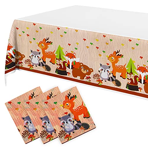 Lot de 3 nappes de fête rectangulaires jetables pour fêtes sur le thème des animaux sauvages, safari, fêtes prénatales, anniversaires - 108 cm et 180 cm Cover
