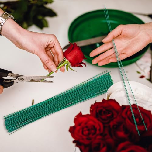 Image of 100 Pcs Green Floral Wire Stems,18 Gauge Green Flower Wires,Artificial Floral Wire for Festival Flowers,Florist Floral Arrangements,DIY,14 Inch