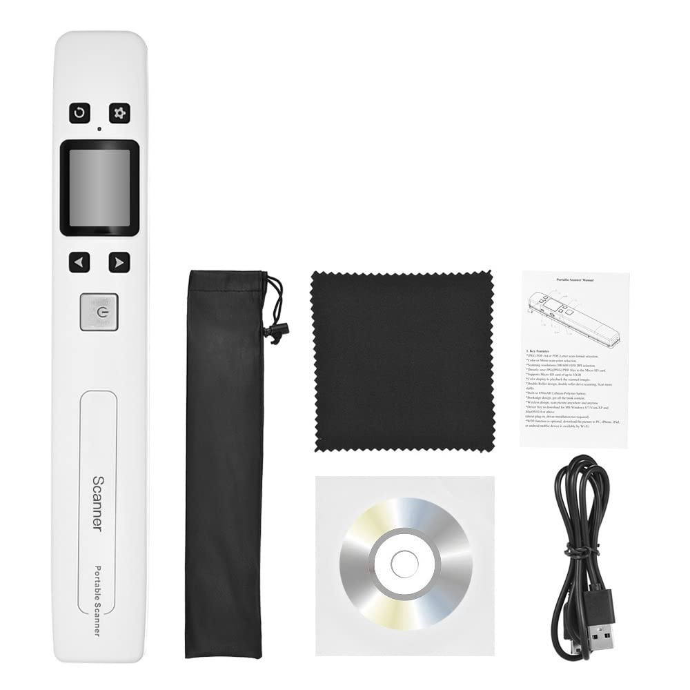 Scanner portatile a bacchetta con display LCD a scansione ad alta velocità da 1050 DPI Formato PDF JPEG per documenti, libri, ricevute, uso aziendale in ufficio