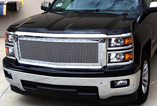 Razer Auto Chrome Rivet Studded Frame Mesh Grille Complete Factory Replacement Grille Shell For 2014-2015 Chevy Silverado 1500 #TOP2