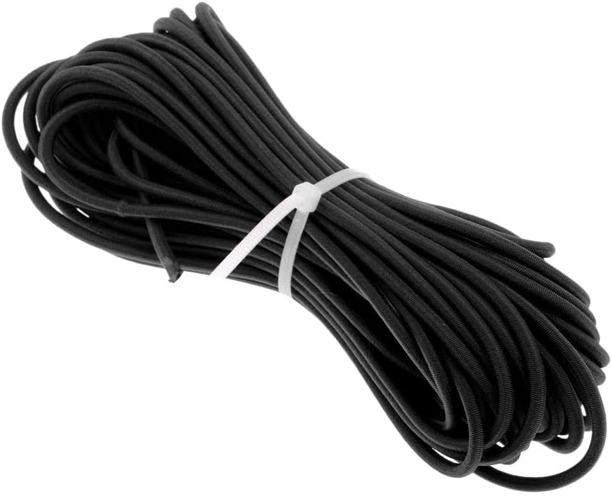 3mm Elastic Bungee Rope Shock Cord Tie Down Boats Trailers 10m Black - High Strength Elastic Cord Strap for DIY Boating Camping Kayaking C Marine Grade Elastic Bungee Cord Band
