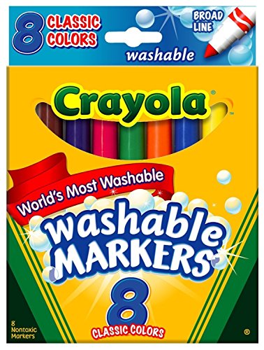 Crayola Washable Markers, Broad Tip, Classic Colors, 8 Count (Pack of 3)