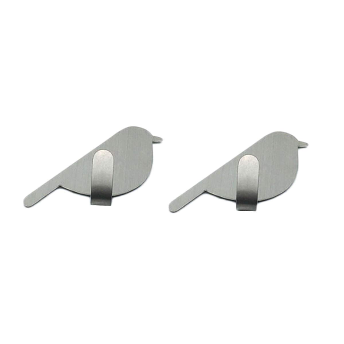 NOVSKI Ganchos Para Toallas, Adhesivo Para Pared, Acero Inoxidable, Gancho Para Pájaros, Baño, Cocina, 6 Piezas, Sin Taladrar-Argent