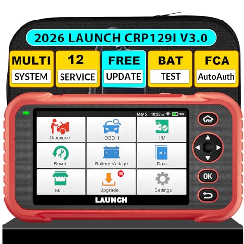 LAUNCH CRP129I Elite OBD2 Scanner, Engine/ABS/SRS/Transmission Code Reader with 8 Reset Oil/EPB/SAS/TPMS/BMS/Throttle/DPF Reset, Injector Coding,Lifetime Free WiFi Update, Battery Test, AutoVIN …